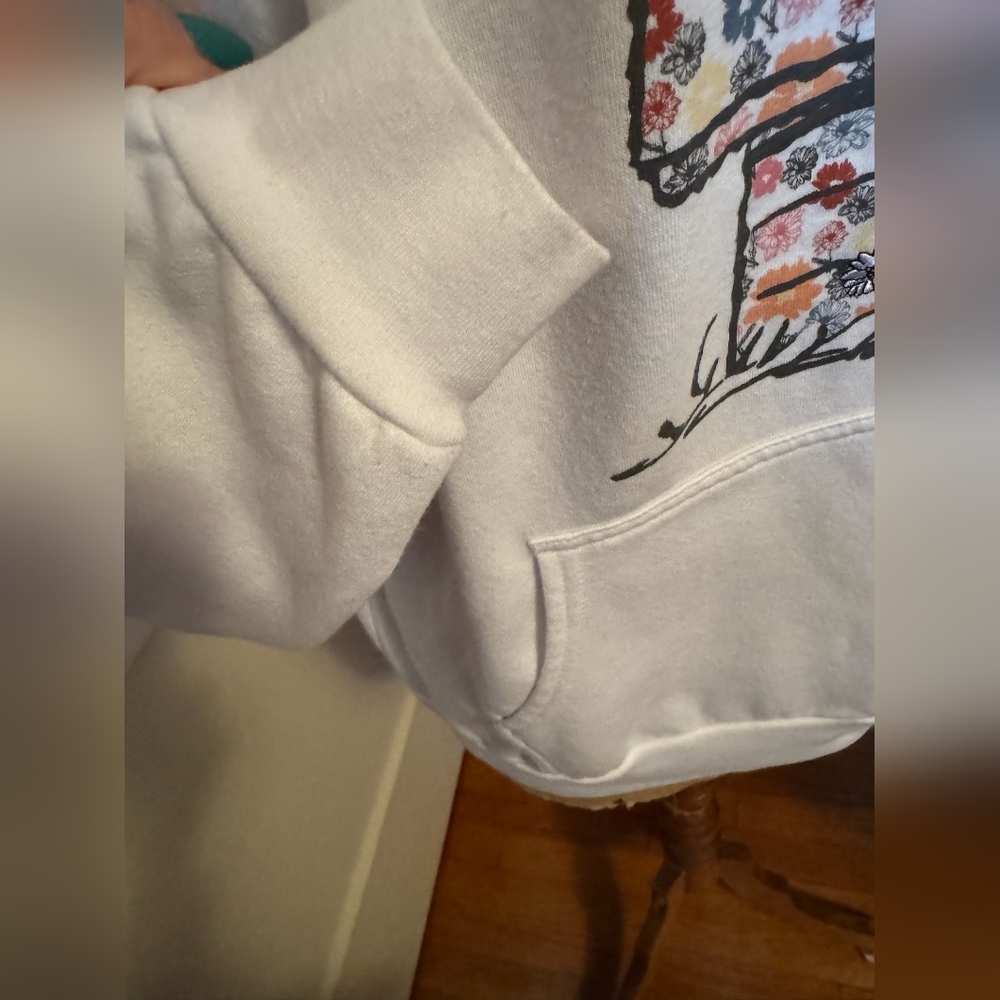 Snoopy & Woodstock Floral and White Hoodie Sweatshirt - Picture 5 of 7